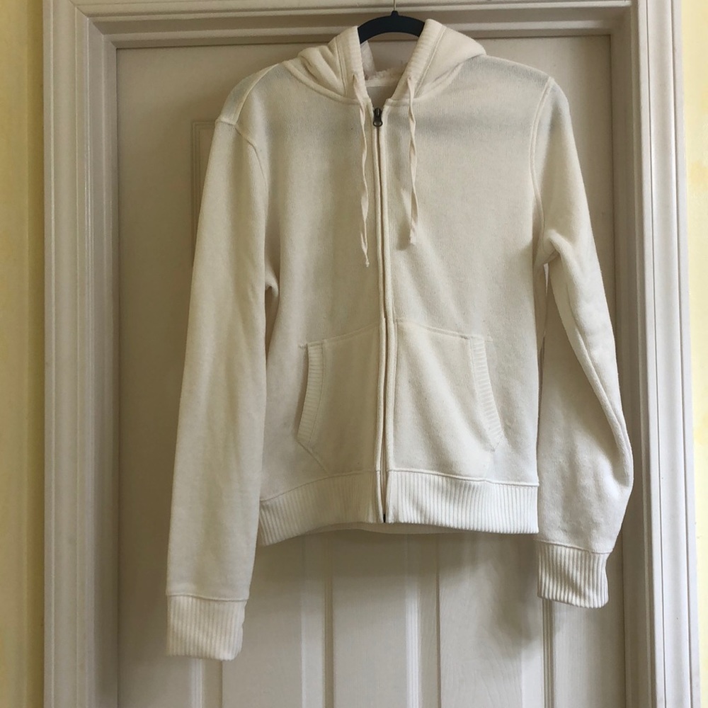 Furry hood cream jacket